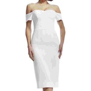 dress the population Baily white Offshoulder sweetheart midi dress M